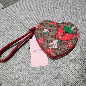 Juicy Couture Chestnut Chino Cool Red Freshly Picked ZA Heart Wristlet NWT